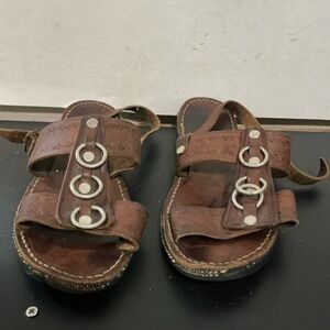 Vintage Boho Brown Leather Gladiator Smooth Tire Tread Bottom Sandal 7 Women